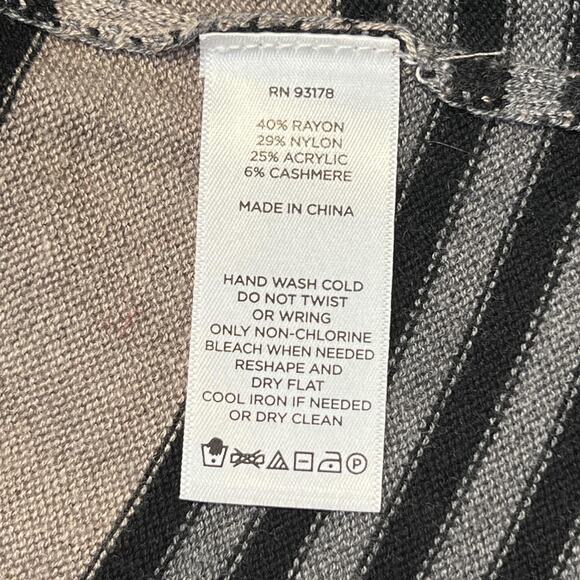 Laurie Felt Cardigan Sweater Womens Medium Striped Cashmere Blend Pockets Long - Picture 5 of 9